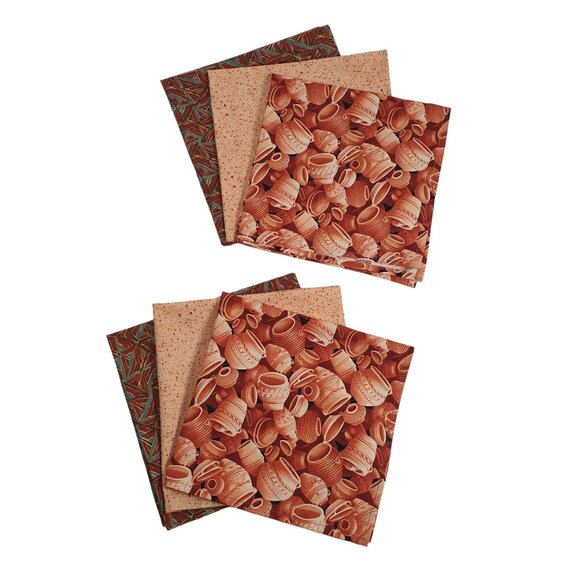 Pottery Aztec Southwest Themed Napkins Set of 6 Dinner Party Table 17 x 17 - Picture 7 of 7